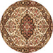 Round Machine Washable Persian Brown Traditional Rug, wshtr4072brn