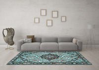 Machine Washable Persian Light Blue Traditional Rug, wshtr4072lblu