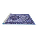 Sideview of Machine Washable Persian Blue Traditional Rug, wshtr4072blu