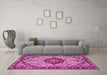 Machine Washable Persian Pink Traditional Rug in a Living Room, wshtr4072pnk