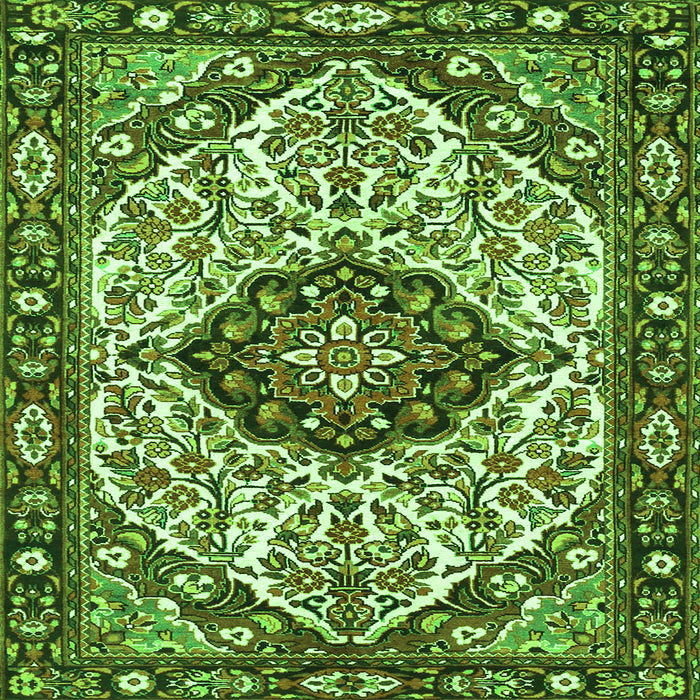 Round Machine Washable Persian Green Traditional Area Rugs, wshtr4072grn