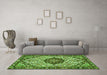 Machine Washable Persian Green Traditional Area Rugs in a Living Room,, wshtr4072grn