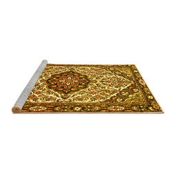 Sideview of Machine Washable Persian Yellow Traditional Rug, wshtr4072yw