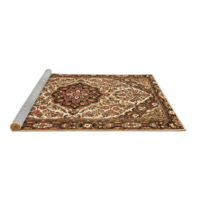 Sideview of Machine Washable Persian Brown Traditional Rug, wshtr4072brn