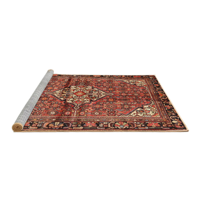 Sideview of Machine Washable Traditional Saffron Red Rug, wshtr4073