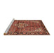 Sideview of Machine Washable Traditional Saffron Red Rug, wshtr4073