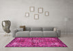 Machine Washable Persian Pink Traditional Rug in a Living Room, wshtr4073pnk