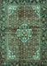 Machine Washable Persian Turquoise Traditional Area Rugs, wshtr4073turq