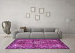 Machine Washable Persian Purple Traditional Area Rugs in a Living Room, wshtr4073pur