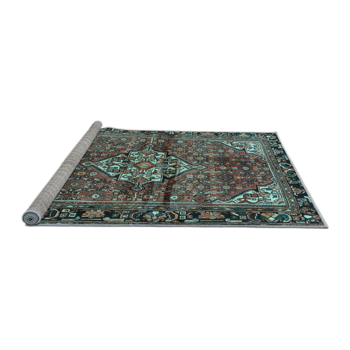 Sideview of Machine Washable Persian Light Blue Traditional Rug, wshtr4073lblu