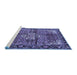 Sideview of Machine Washable Persian Blue Traditional Rug, wshtr4073blu