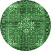 Round Persian Emerald Green Traditional Rug, tr4073emgrn