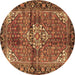 Round Machine Washable Persian Brown Traditional Rug, wshtr4073brn