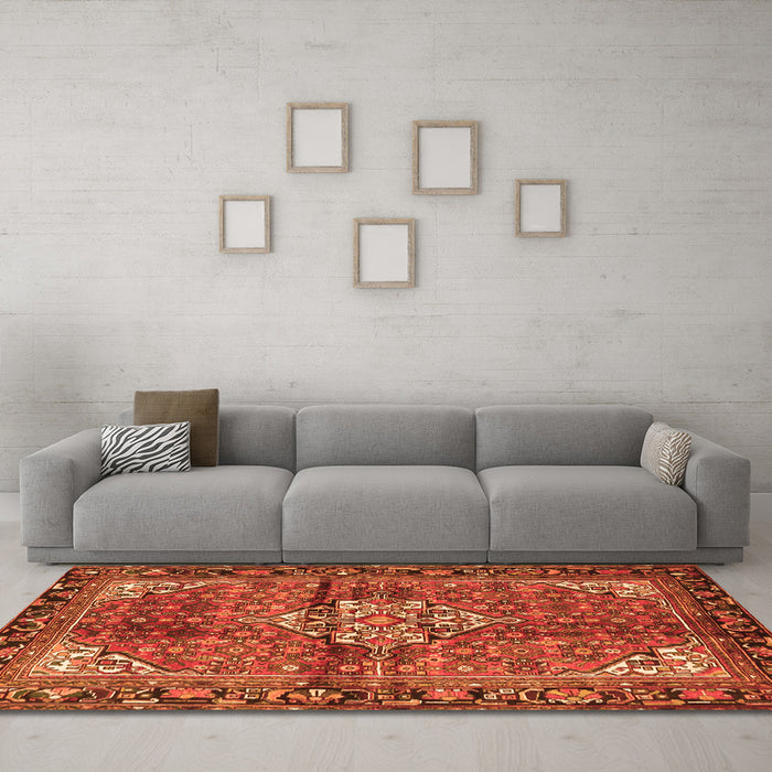 Machine Washable Persian Orange Traditional Area Rugs in a Living Room, wshtr4073org