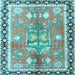 Square Machine Washable Persian Light Blue Traditional Rug, wshtr4074lblu