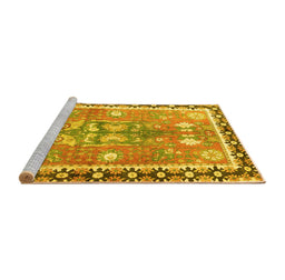 Sideview of Machine Washable Persian Yellow Traditional Rug, wshtr4074yw