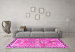 Machine Washable Persian Pink Traditional Rug in a Living Room, wshtr4074pnk