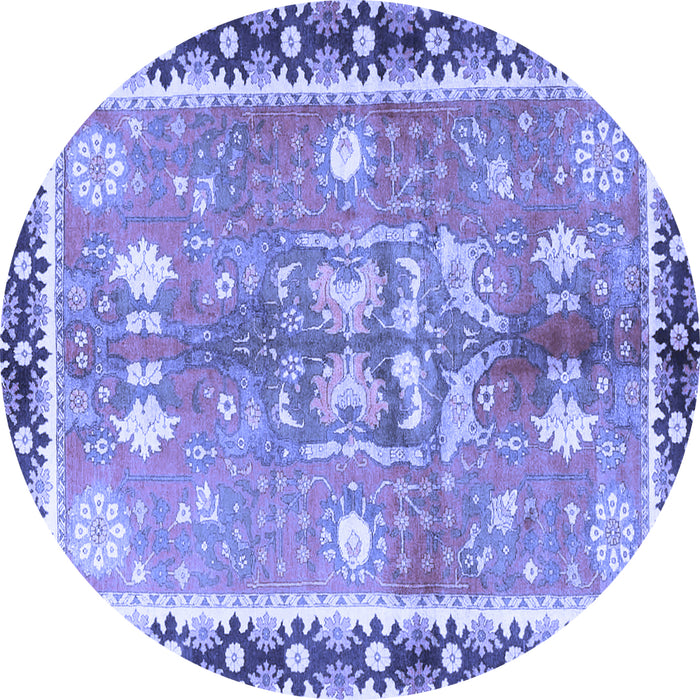 Round Persian Blue Traditional Rug, tr4074blu