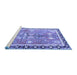 Sideview of Machine Washable Persian Blue Traditional Rug, wshtr4074blu