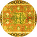 Round Persian Yellow Traditional Rug, tr4074yw