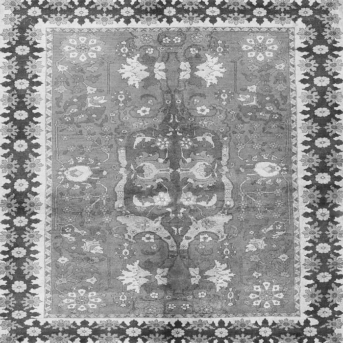 Round Machine Washable Persian Gray Traditional Rug, wshtr4074gry