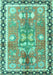 Machine Washable Persian Turquoise Traditional Area Rugs, wshtr4074turq