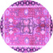 Round Machine Washable Persian Purple Traditional Area Rugs, wshtr4074pur