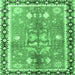 Square Machine Washable Persian Emerald Green Traditional Area Rugs, wshtr4074emgrn