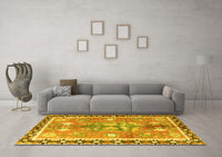 Machine Washable Persian Yellow Traditional Rug, wshtr4074yw