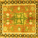 Square Machine Washable Persian Yellow Traditional Rug, wshtr4074yw