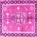 Square Machine Washable Persian Pink Traditional Rug, wshtr4074pnk