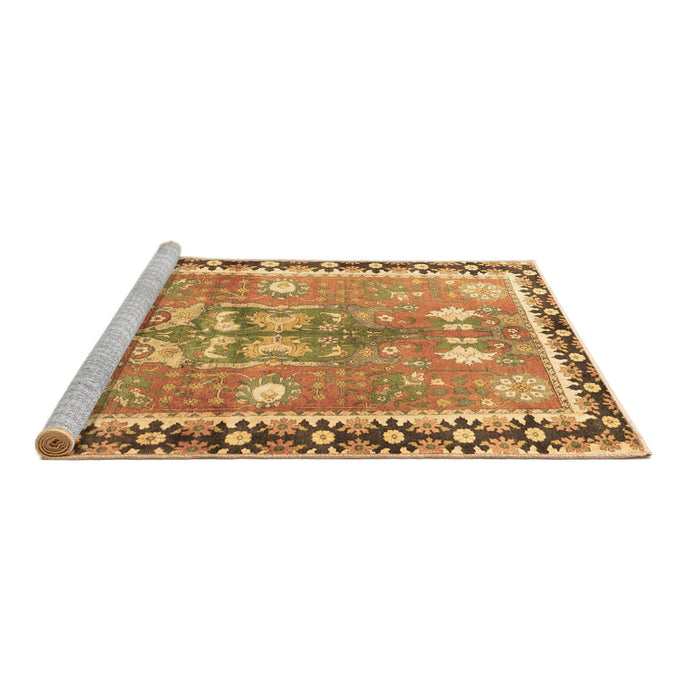 Sideview of Machine Washable Persian Brown Traditional Rug, wshtr4074brn