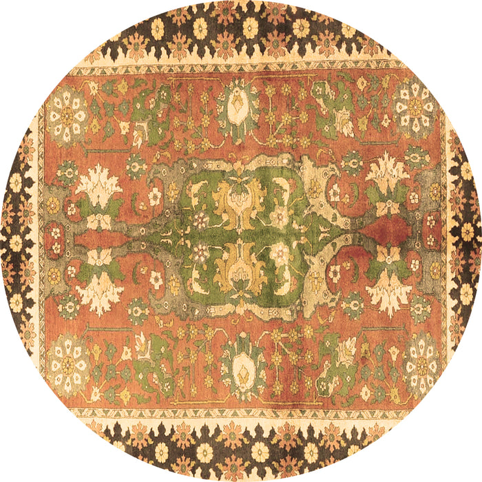Round Machine Washable Persian Brown Traditional Rug, wshtr4074brn