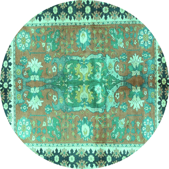 Round Persian Turquoise Traditional Rug, tr4074turq