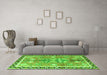 Machine Washable Persian Green Traditional Area Rugs in a Living Room,, wshtr4074grn