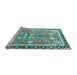 Sideview of Machine Washable Persian Light Blue Traditional Rug, wshtr4074lblu