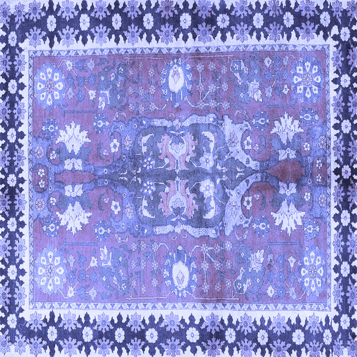 Square Machine Washable Persian Blue Traditional Rug, wshtr4074blu
