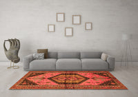 Machine Washable Persian Orange Traditional Rug, wshtr4075org