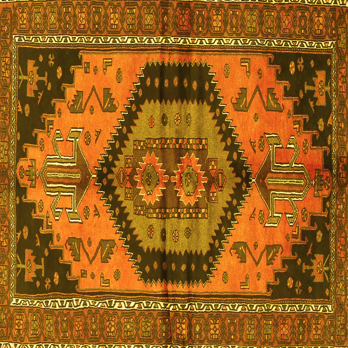 Square Machine Washable Persian Yellow Traditional Rug, wshtr4075yw