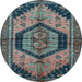 Round Machine Washable Persian Light Blue Traditional Rug, wshtr4075lblu