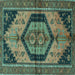 Square Persian Turquoise Traditional Rug, tr4075turq