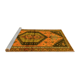 Sideview of Machine Washable Persian Yellow Traditional Rug, wshtr4075yw