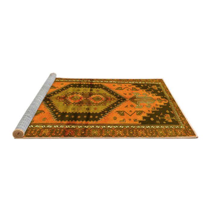 Sideview of Machine Washable Persian Yellow Traditional Rug, wshtr4075yw