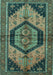 Machine Washable Persian Turquoise Traditional Area Rugs, wshtr4075turq