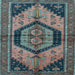 Square Machine Washable Persian Light Blue Traditional Rug, wshtr4075lblu