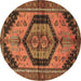 Round Persian Brown Traditional Rug, tr4075brn