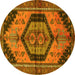 Round Persian Yellow Traditional Rug, tr4075yw