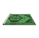 Sideview of Machine Washable Persian Emerald Green Traditional Area Rugs, wshtr4075emgrn