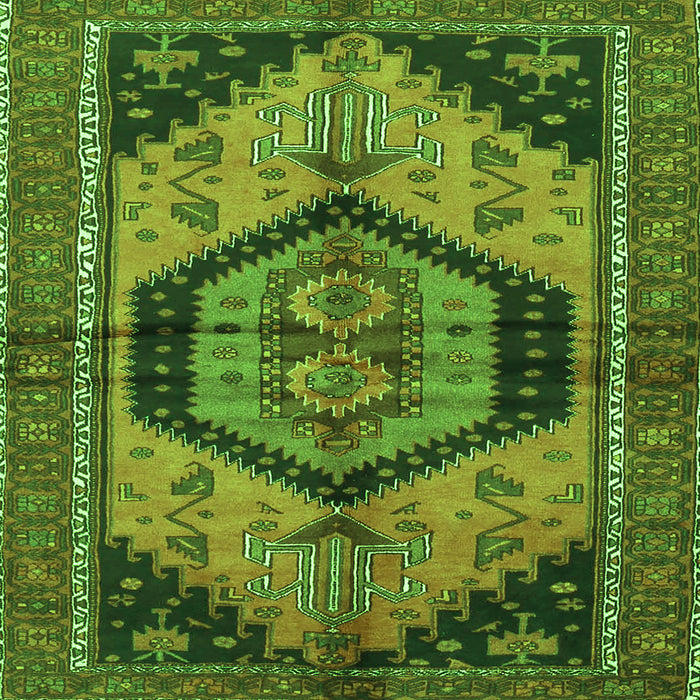Round Machine Washable Persian Green Traditional Area Rugs, wshtr4075grn
