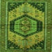 Round Machine Washable Persian Green Traditional Area Rugs, wshtr4075grn